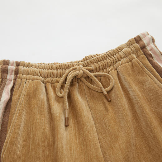 谜底雪尼尔束脚裤2023冬新品时尚百搭拼接松紧腰九分裤234MK1554 商品图3