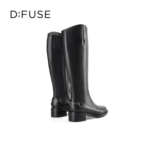 Dfuse迪芙斯2023冬季新款牛皮经典不对称骑士靴长靴女DF34117118 商品图3
