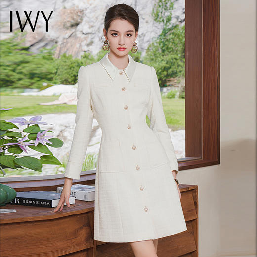 IWY/法式小香风连衣裙女秋冬高端轻奢长袖职业裙小个子通勤正装Q980 商品图0