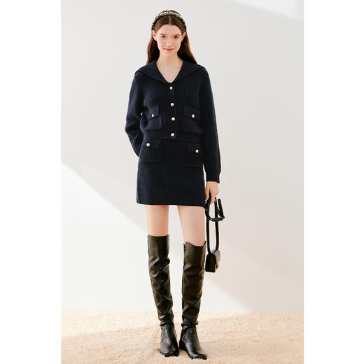 【严选】诗凡黎冬设计感海军翻领精致金属扣针织衫SEB231281 商品图2