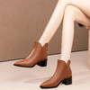 尖头粗跟短靴，气质后拉链软牛皮时装靴HY-H3263 商品缩略图4