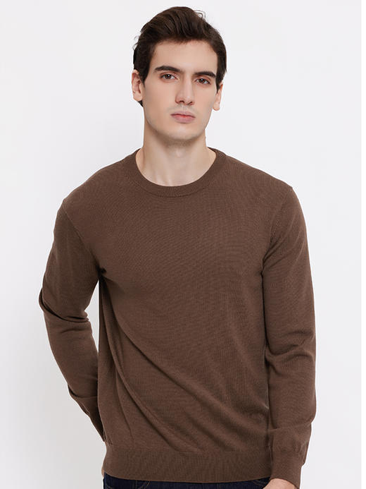 callisto咖色全羊毛长袖毛衣 FSKNW300X 商品图0