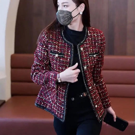 春秋新款小香风外套女大码时尚妈妈装洋气显瘦减龄毛呢外套女JZ- ncwCzwNQ 商品图3