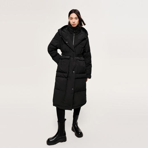 【严选】伊芙丽冬户外风腰带设计工装口袋长款羽绒服1EA980621 商品图3