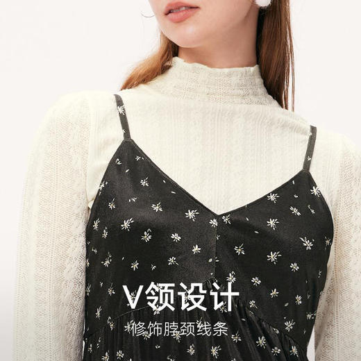 【严选】诗凡黎冬v领设计小碎花丝绒连衣裙SEA490841 商品图2