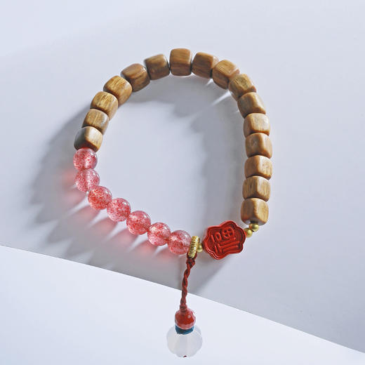 牛首山文创粉草莓南瓜手链创意绿檀木精致手串中式女款送闺蜜礼物 商品图2
