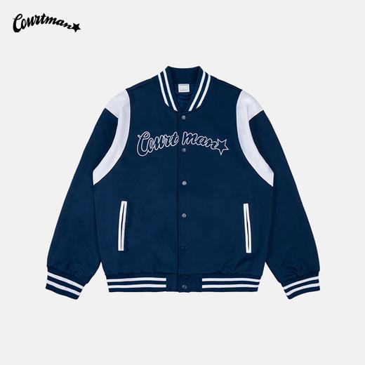 COURTMAN棒球服夹克秋冬新款美式复古潮上衣宽松高街休闲开衫外套 商品图0