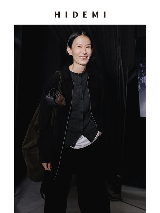 HIDEMI 麂皮极简拉链廓形口袋式中长款皮衣大衣套装 外套/中短裤 商品图8