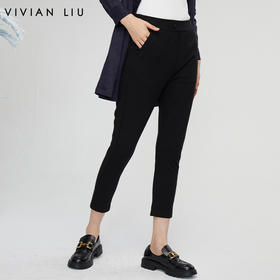 VIVIAN LIU薇薇安刘 R2347503秋新款女装松紧腰斜插兜针织长裤