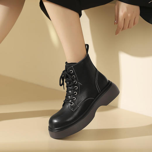 西村名物2023年新欧美风百搭工装靴子酷酷厚底马丁靴女短靴T23DS45901 商品图3