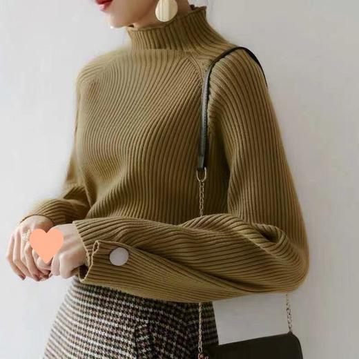 【超凡设计感，冬季的完美先选！】韩版加厚打底衫，女款半高领毛衣，外穿秋冬设计感，宽松针织衫内搭上衣lm 商品图1