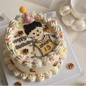 黑巢-篮球宝贝手绘生日蛋糕