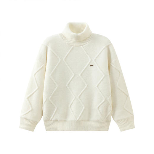 笛莎Deesha 童装女童针织衫2023冬新款加绒高领甜美花朵毛衣 商品图4