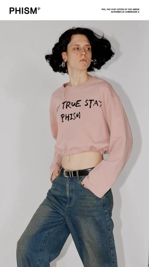 解构领口T恤短款 商品图0