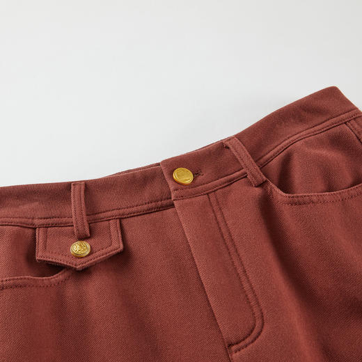 谜底磨毛休闲裤女2023冬款简约时尚高腰百搭直筒九分裤234MK1501 商品图3