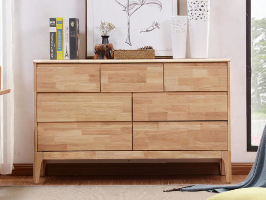 悠歌乐家耐磨耐用橡胶木日式风格7斗柜[免费送装偏远地区除外] 商品图0