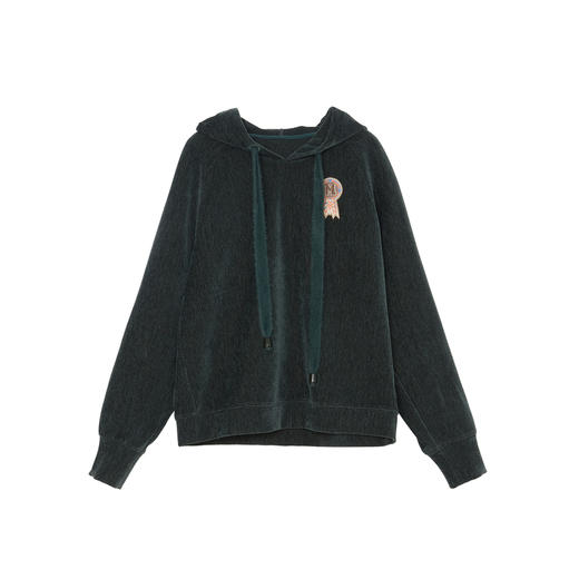 谜底雪尼尔绣花卫衣女2023冬新品百搭套头连帽宽松上衣234MV1548 商品图4