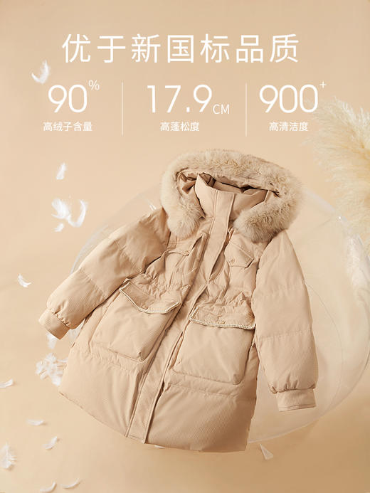 【年终特卖】熙世界可拆卸狐狸毛领羽绒服女中长款高端白鸭绒外套2025冬装新款 商品图3