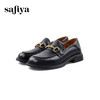 Safiya/索菲娅2023秋冬复古真皮低跟圆头金属扣英伦小皮鞋 SF33112451 商品缩略图5