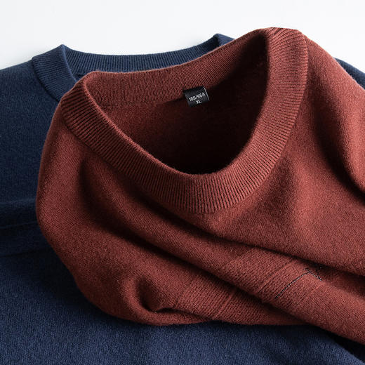 100%羊毛【新款DDS】大依优型大码男装羊毛衫圆领毛衣针织衫休闲加肥加大男士胖子大码内搭上衣 商品图3