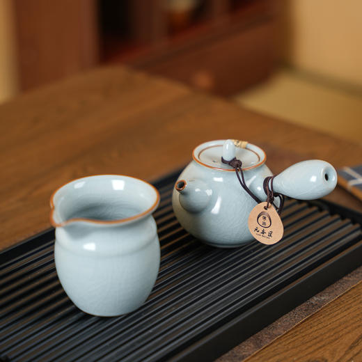 【特惠6折】元本道开片可养汝窑功夫茶具套装家用瓷器高级陶瓷喝茶侧把壶套组 商品图3