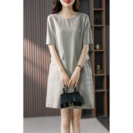 原形短袖连衣裙女中长款2023夏季新款韩版设计感宽松显瘦a字裙子 商品图1