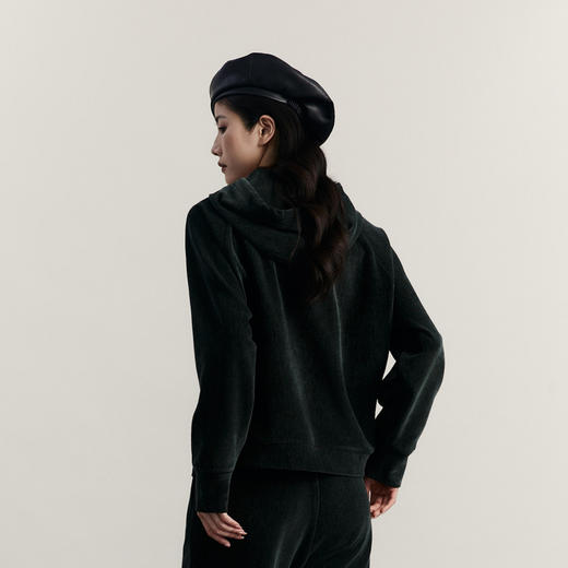 谜底雪尼尔绣花卫衣女2023冬新品百搭套头连帽宽松上衣234MV1548 商品图2