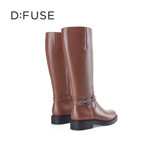 Dfuse迪芙斯冬季新款经典牛皮圆头轻哥特风骑士靴长靴DF34117020 商品图7