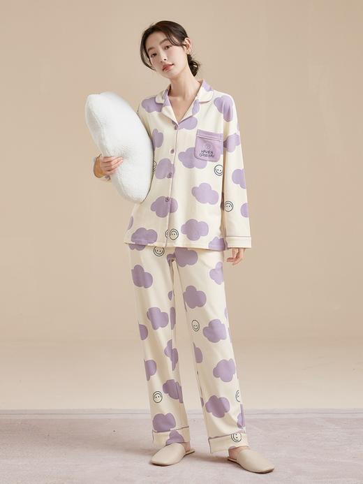 康妮雅女式长袖长裤开襟套装 商品图4