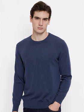 callisto蓝色全羊毛长袖毛衣 FSKNW302X