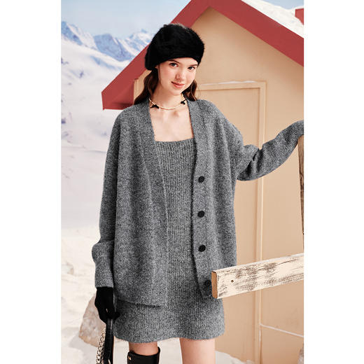 【严选】诗凡黎冬宽松羊驼毛开衫SEA431401 商品图0