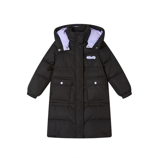 笛莎女童羽绒服2023冬季新款撞色连帽工装长款羽绒服  商品图4