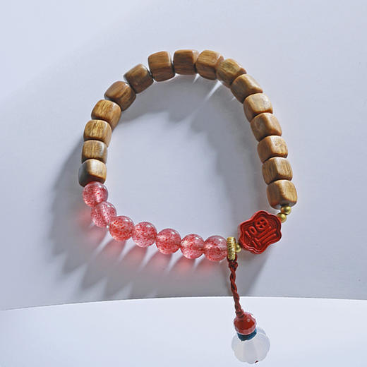 牛首山文创粉草莓南瓜手链创意绿檀木精致手串中式女款送闺蜜礼物 商品图1