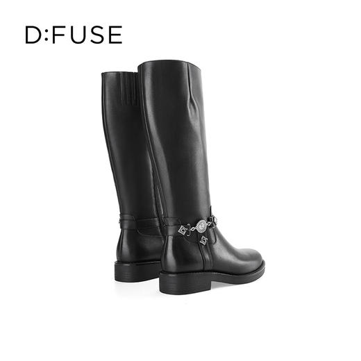 Dfuse迪芙斯冬季新款经典牛皮圆头轻哥特风骑士靴长靴DF34117020 商品图8