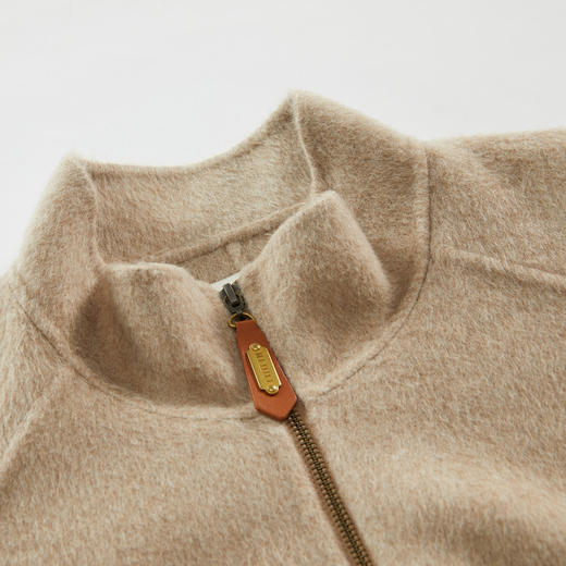 谜底立领毛呢外套女2023冬款极简风纯色羊毛呢抽绳大衣234GD1473 商品图3