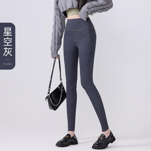 秋冬爆款【牛仔芭比裤】加绒仿牛仔打底裤  高腰收腹提臀芭比瑜伽裤  鲨鱼裤外穿   商品图5