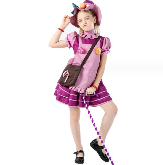 【服装鞋包】万圣节女童服装cosplay游戏角色服装糖果女巫 化妆舞会紫色连衣裙 商品图0