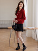 【年终特卖】熙世界新中式珍珠盘扣红色毛衣女设计感POLO领打底针织衫2025秋冬 商品缩略图4