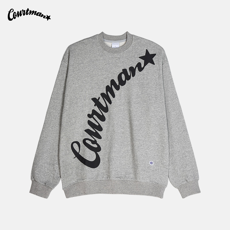 COURTMAN圆领卫衣2023秋冬印花美式小众设计男秋季休闲情侣女外套