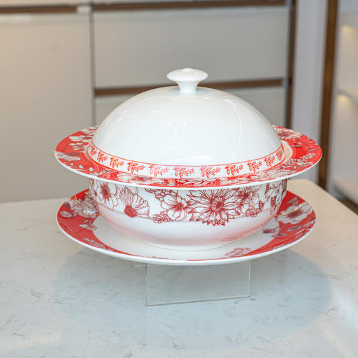 【餐具清仓特惠4折】品物攸宜唐山骨瓷锦绣前程中式碗碟 家用红色高级感餐具礼盒装 商品图6