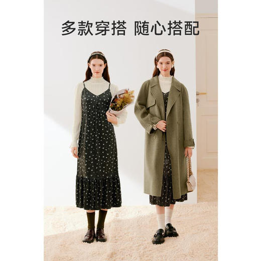 【严选】诗凡黎冬v领设计小碎花丝绒连衣裙SEA490841 商品图1