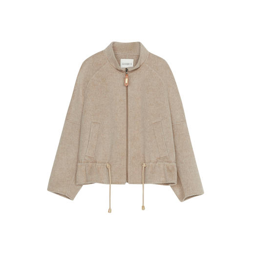 谜底立领毛呢外套女2023冬款极简风纯色羊毛呢抽绳大衣234GD1473 商品图4