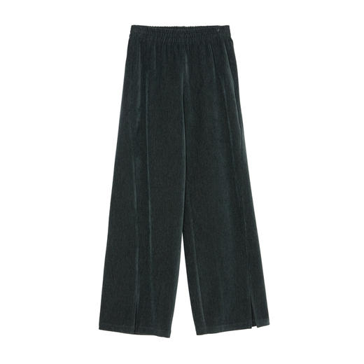 谜底雪尼尔休闲裤女2023冬款简约时尚百搭宽松阔腿长裤234MK1549 商品图4