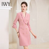 IWY/粉色连衣裙女主持人上镜职业装秋季长袖西装裙前台医美工作服高端Q991 商品缩略图2