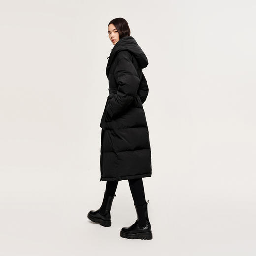 【严选】伊芙丽冬户外风腰带设计工装口袋长款羽绒服1EA980621 商品图4