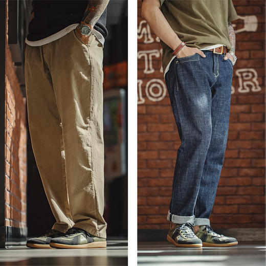 工装优选 复古榄橄绿羊皮德训鞋低帮平底板鞋休闲鞋运动鞋子男款秋 商品图1