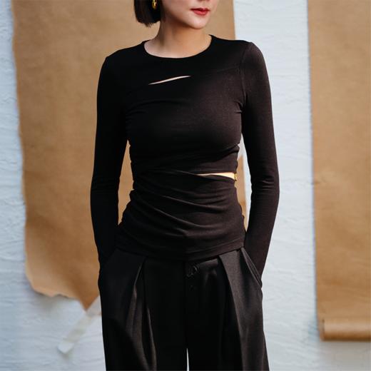 LIYIHAN 不规则褶皱打底衫 Y233S00390 商品图0