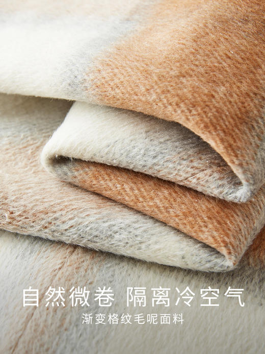 【129选3件，不退换】熙世界渐变色复古格子毛呢外套女高级感中长款冬季西装领呢子大衣 商品图3