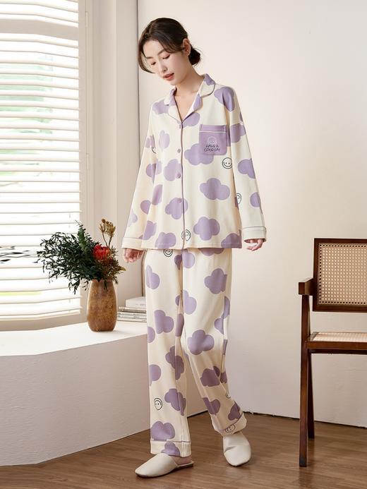 康妮雅女式长袖长裤开襟套装 商品图3