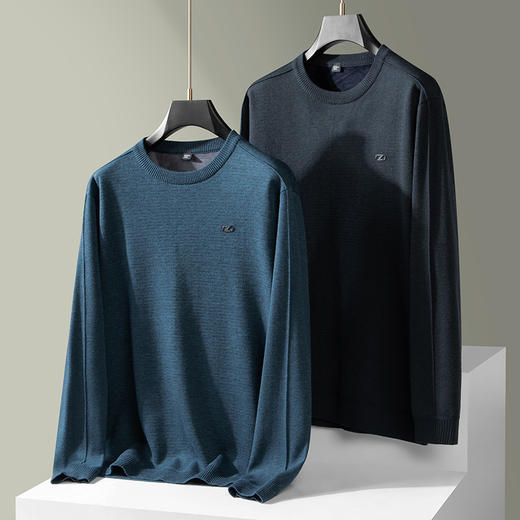 加绒【新款DDS】大依优型大码男装加绒毛衣圆领毛衫针织衫休闲加肥加大男士胖子大码内搭上衣 商品图1